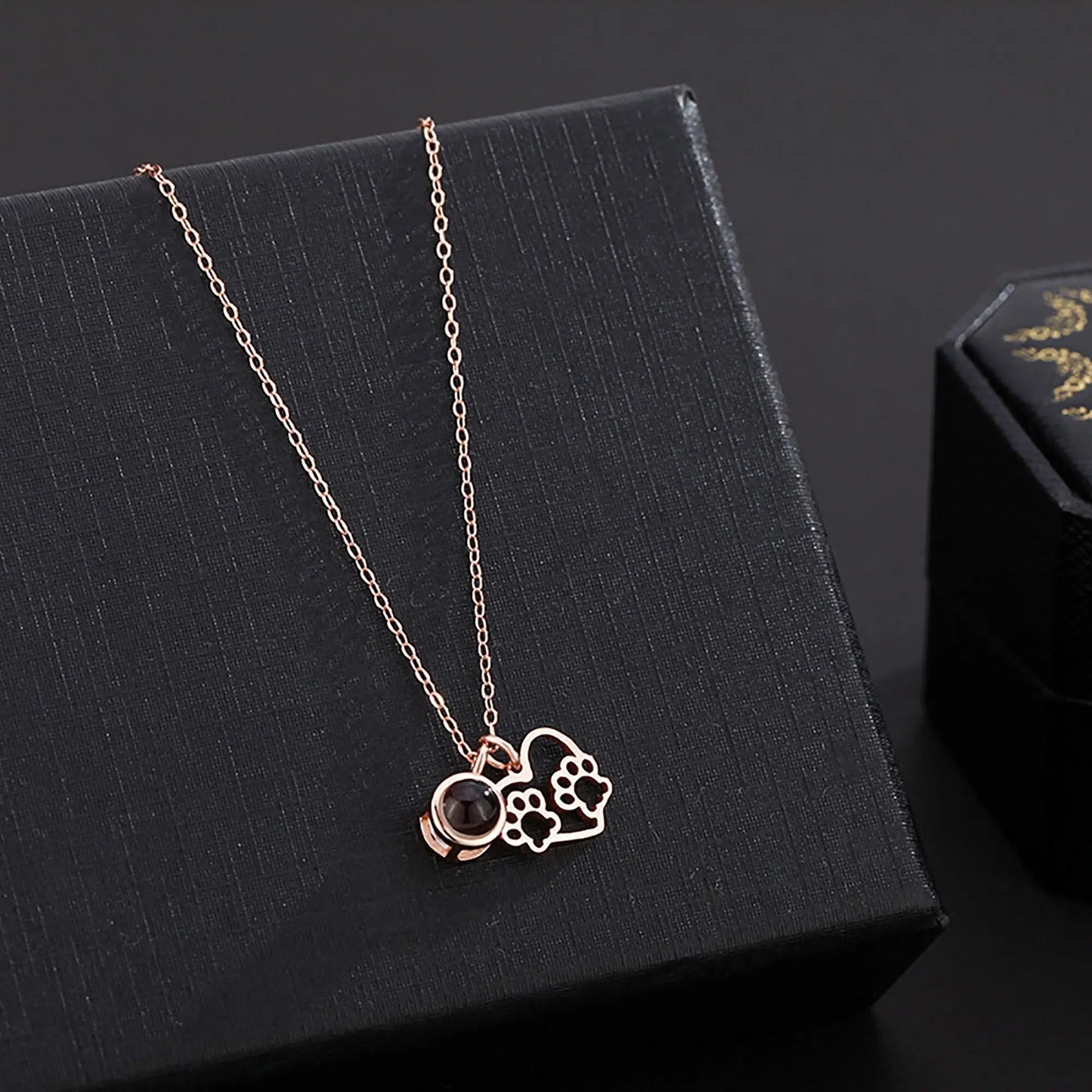 Photo Customizable Love Dog Paw Projection Necklace Pendant Jewelry - Blade & Thread