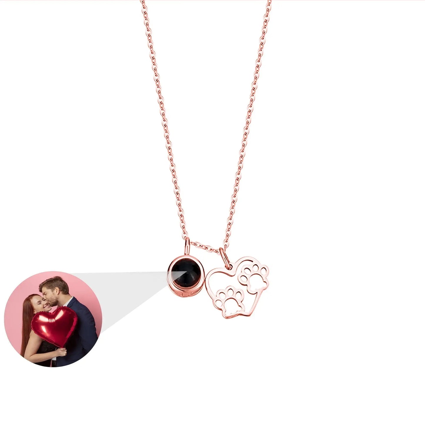 Photo Customizable Love Dog Paw Projection Necklace Pendant Jewelry - Blade & Thread