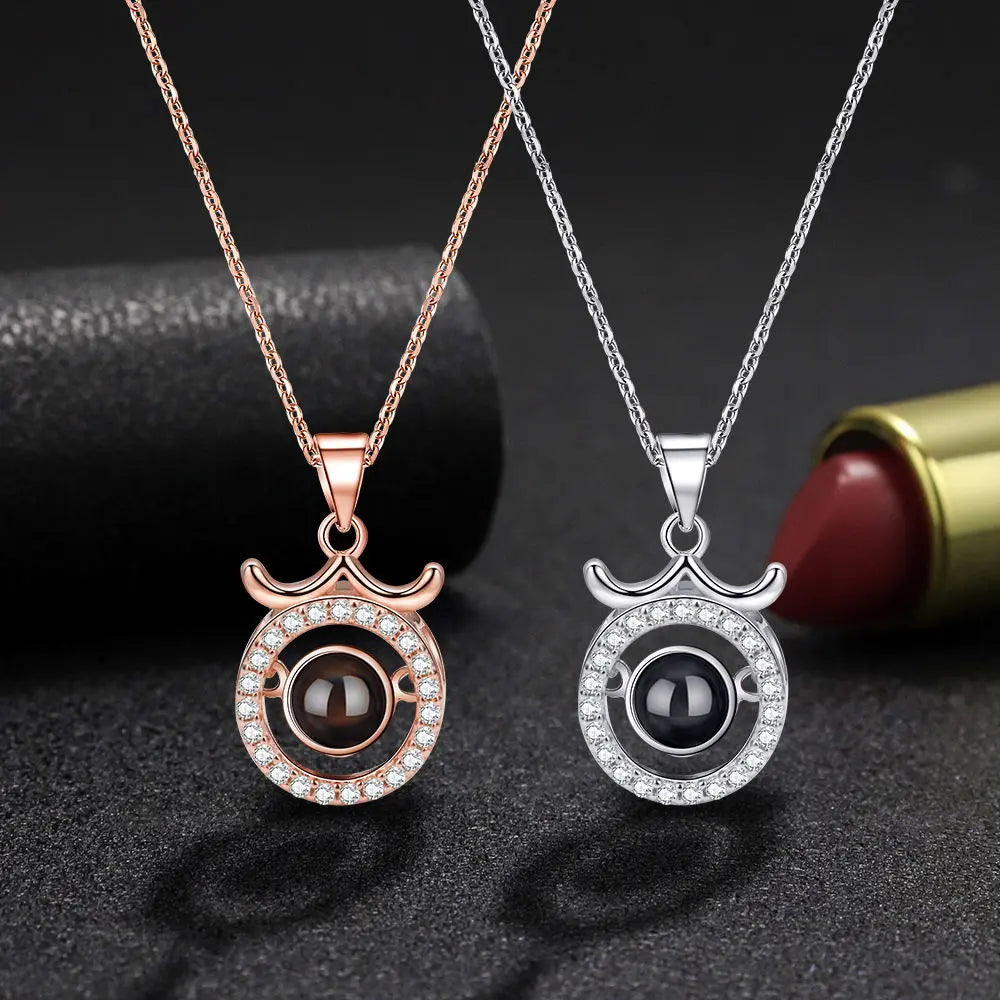 Photo Projection Necklace 12 Constellation Patterns Pendant Necklace - Blade & Thread