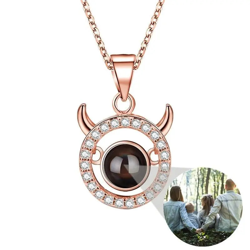 Photo Projection Necklace 12 Constellation Patterns Pendant Necklace - Blade & Thread