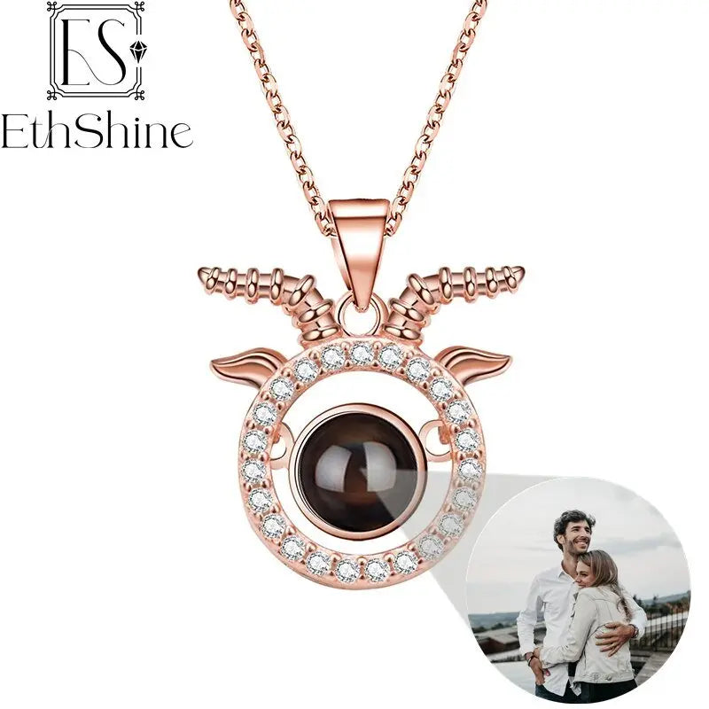 Photo Projection Necklace 12 Constellation Patterns Pendant Necklace - Blade & Thread