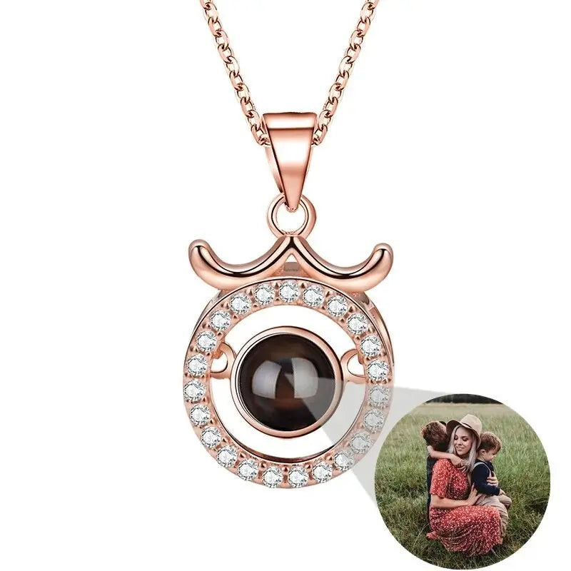 Photo Projection Necklace 12 Constellation Patterns Pendant Necklace - Blade & Thread