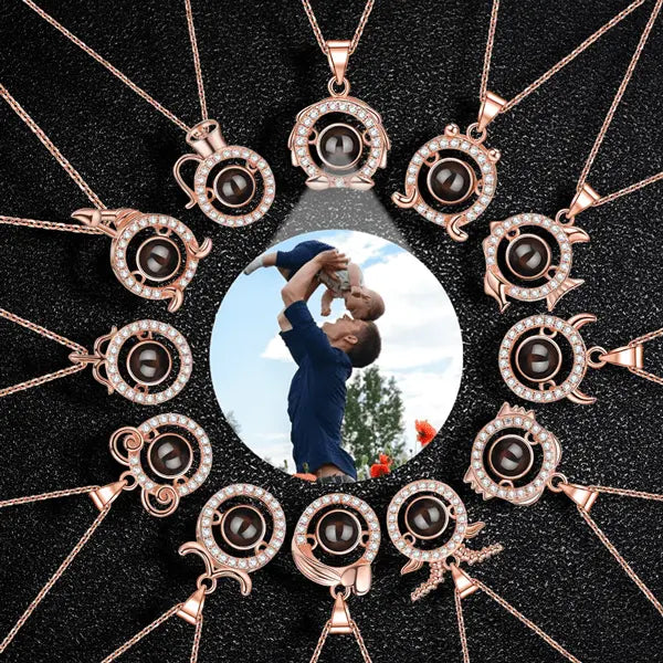 Photo Projection Necklace 12 Constellation Patterns Pendant Necklace - Blade & Thread