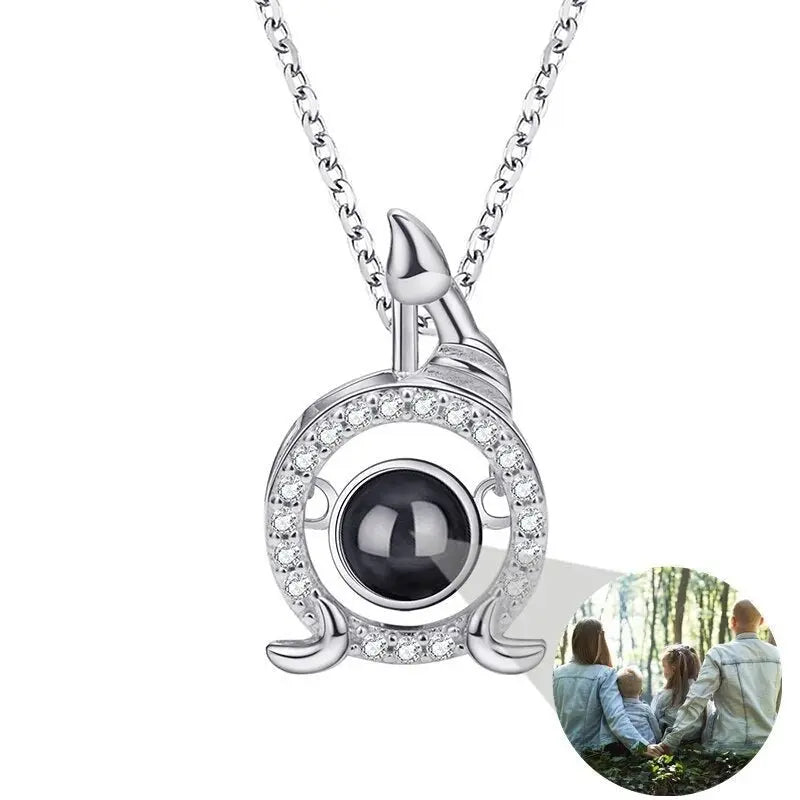 Photo Projection Necklace 12 Constellation Patterns Pendant Necklace - Blade & Thread