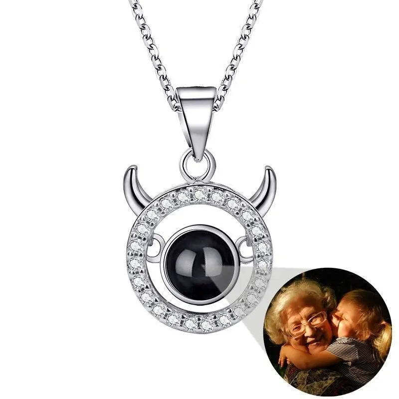 Photo Projection Necklace 12 Constellation Patterns Pendant Necklace - Blade & Thread