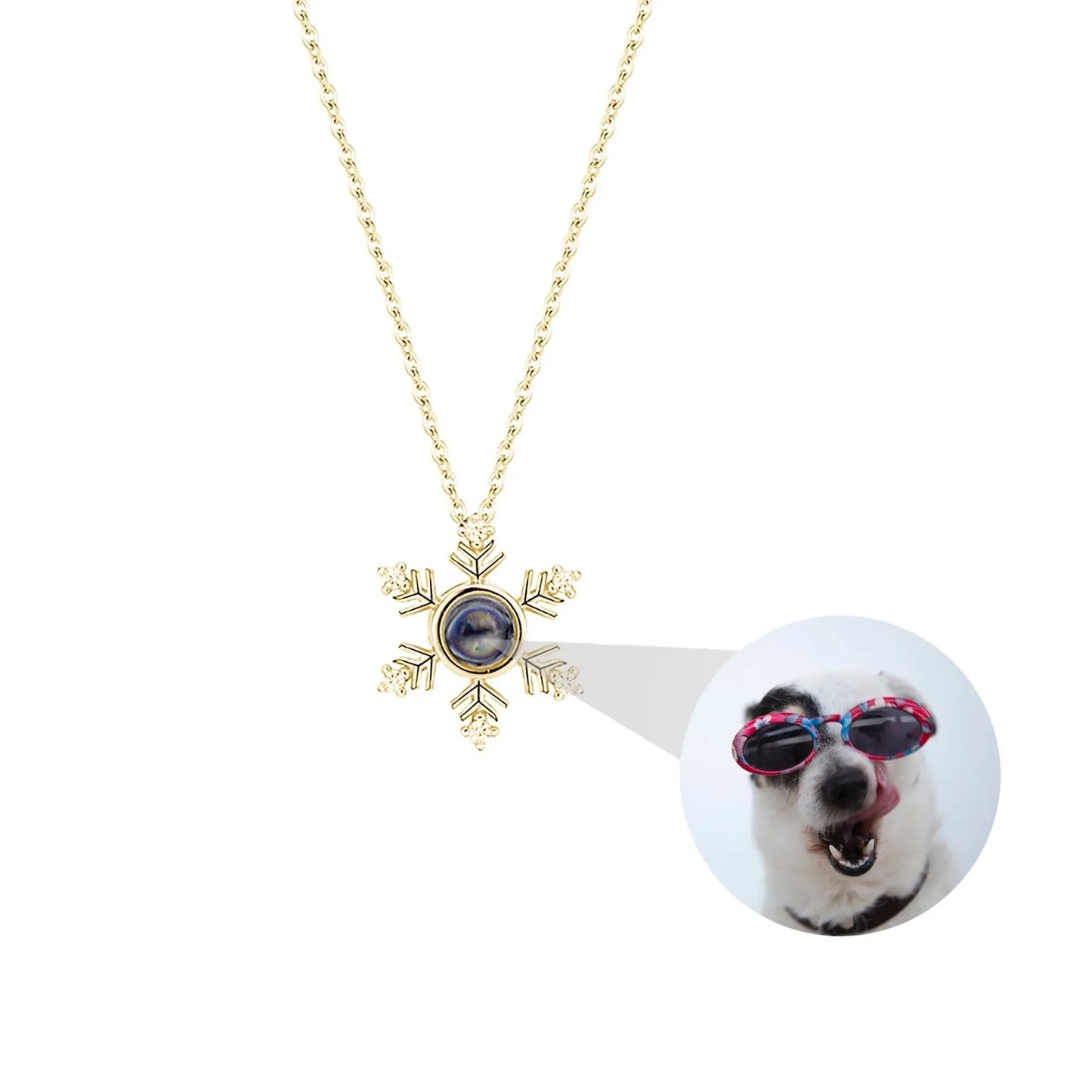 Photo Projection snowflake shape Necklace Pendant Jewelry for Lover Girlfriend 2022 - Blade & Thread