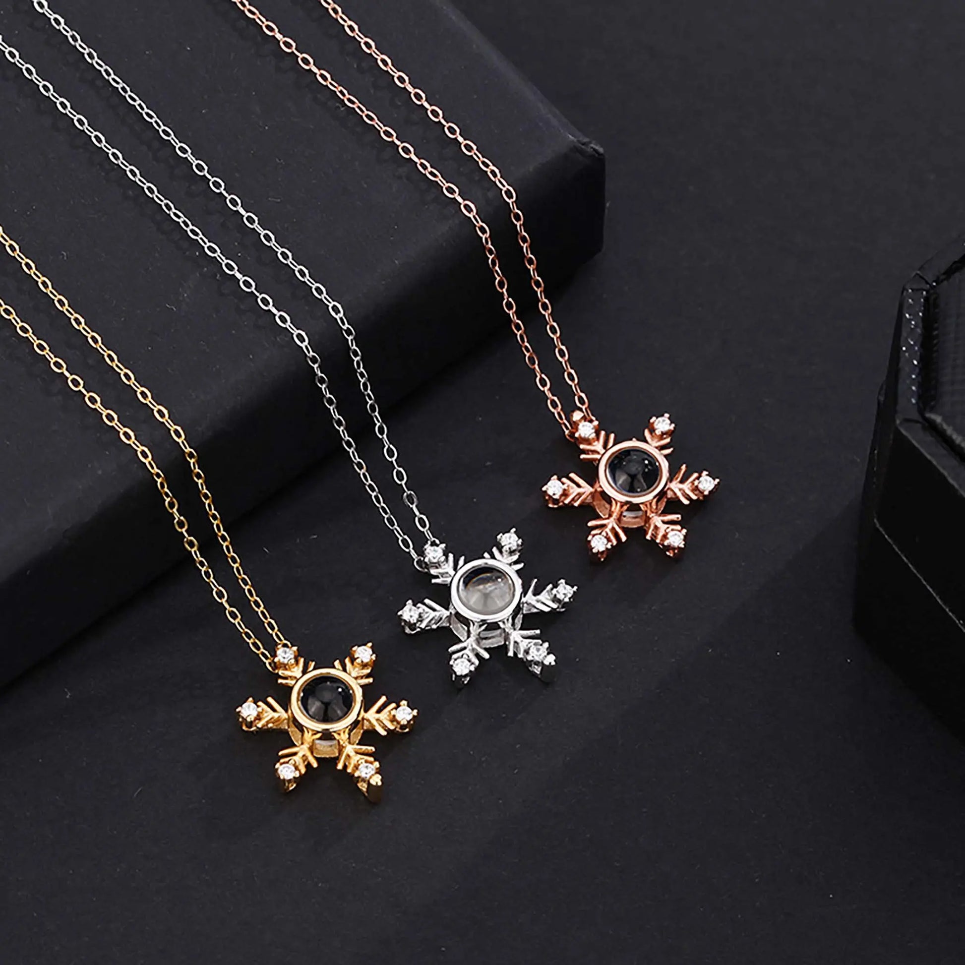 Photo Projection snowflake shape Necklace Pendant Jewelry for Lover Girlfriend 2022 - Blade & Thread