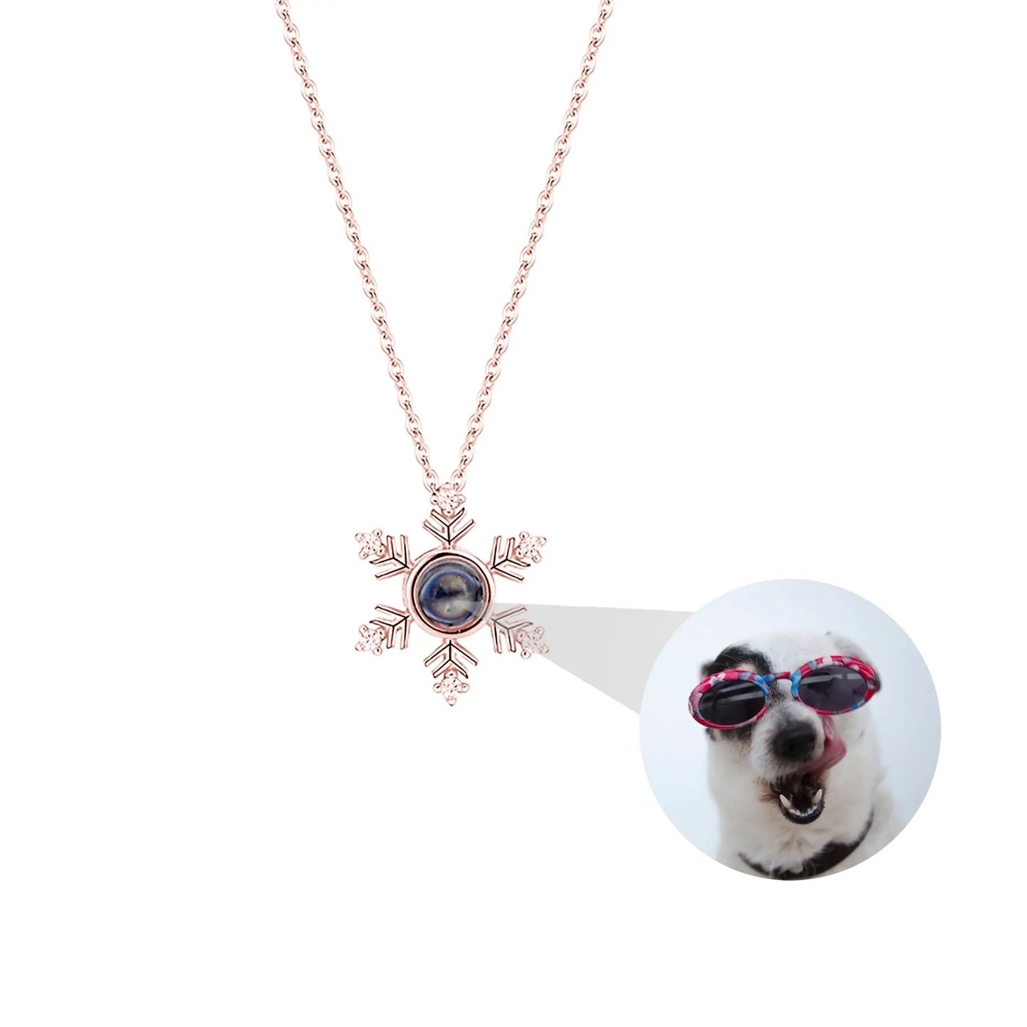 Photo Projection snowflake shape Necklace Pendant Jewelry for Lover Girlfriend 2022 - Blade & Thread