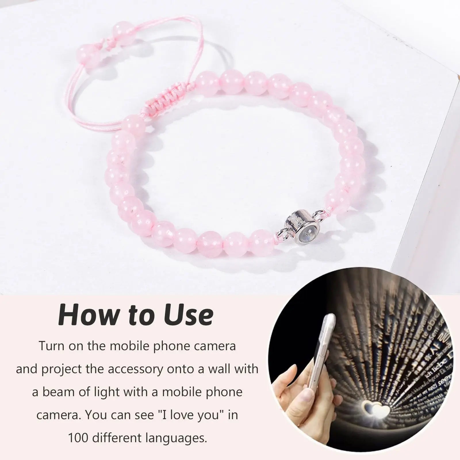 Pink crystal string stone projection bracelet - Blade & Thread