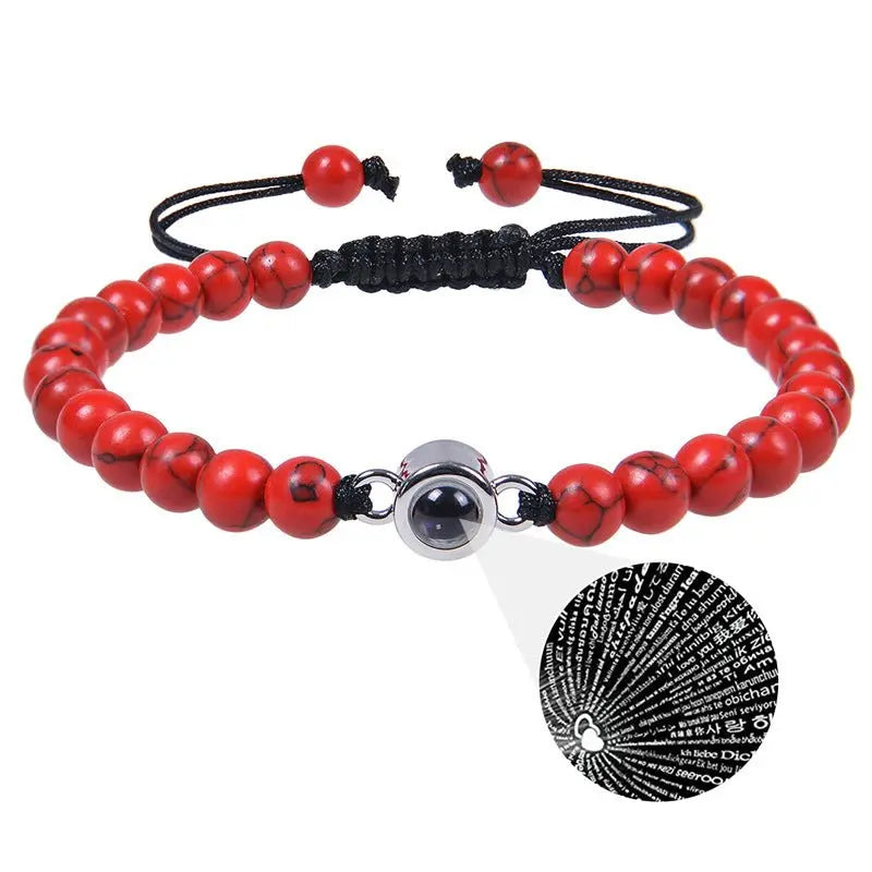 Pink crystal string stone projection bracelet - Blade & Thread