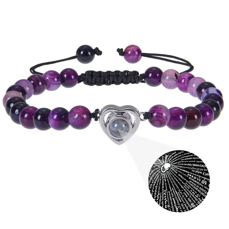 Pink crystal string stone projection bracelet - Blade & Thread
