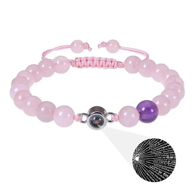 Pink crystal string stone projection bracelet - Blade & Thread