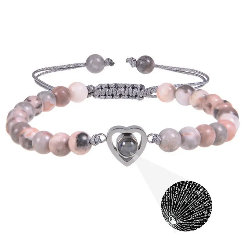 Pink crystal string stone projection bracelet - Blade & Thread