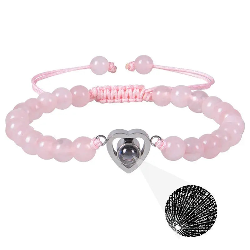 Pink crystal string stone projection bracelet - Blade & Thread