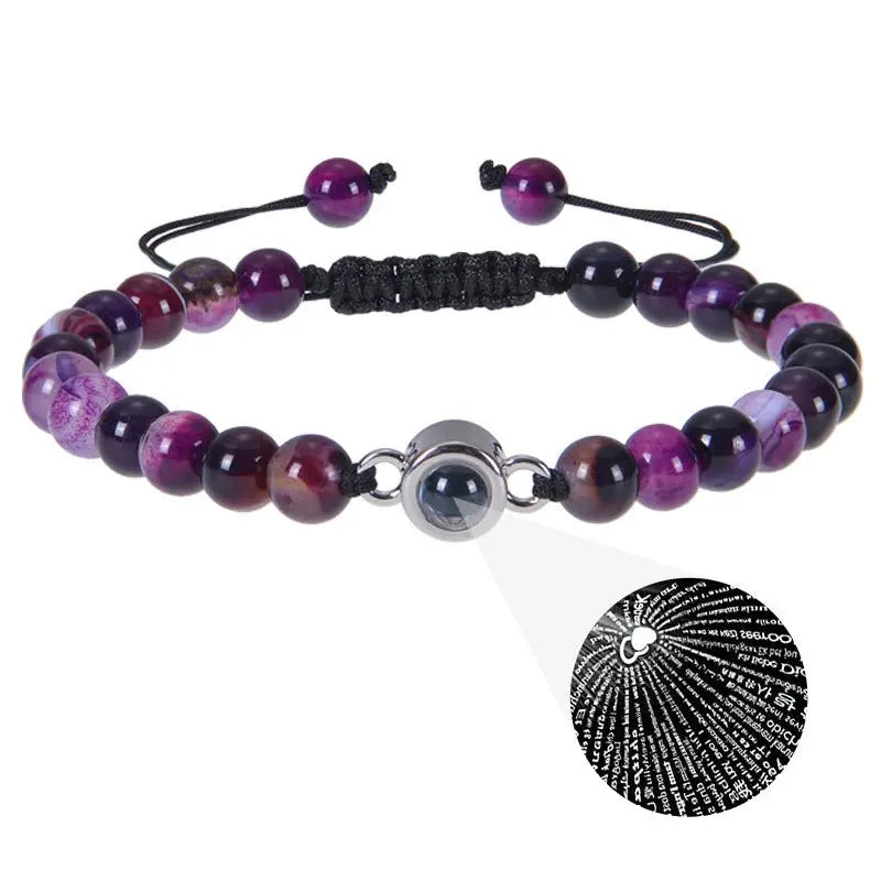 Pink crystal string stone projection bracelet - Blade & Thread