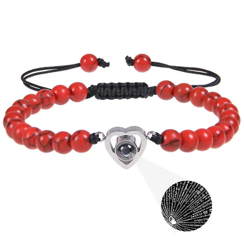 Pink crystal string stone projection bracelet - Blade & Thread