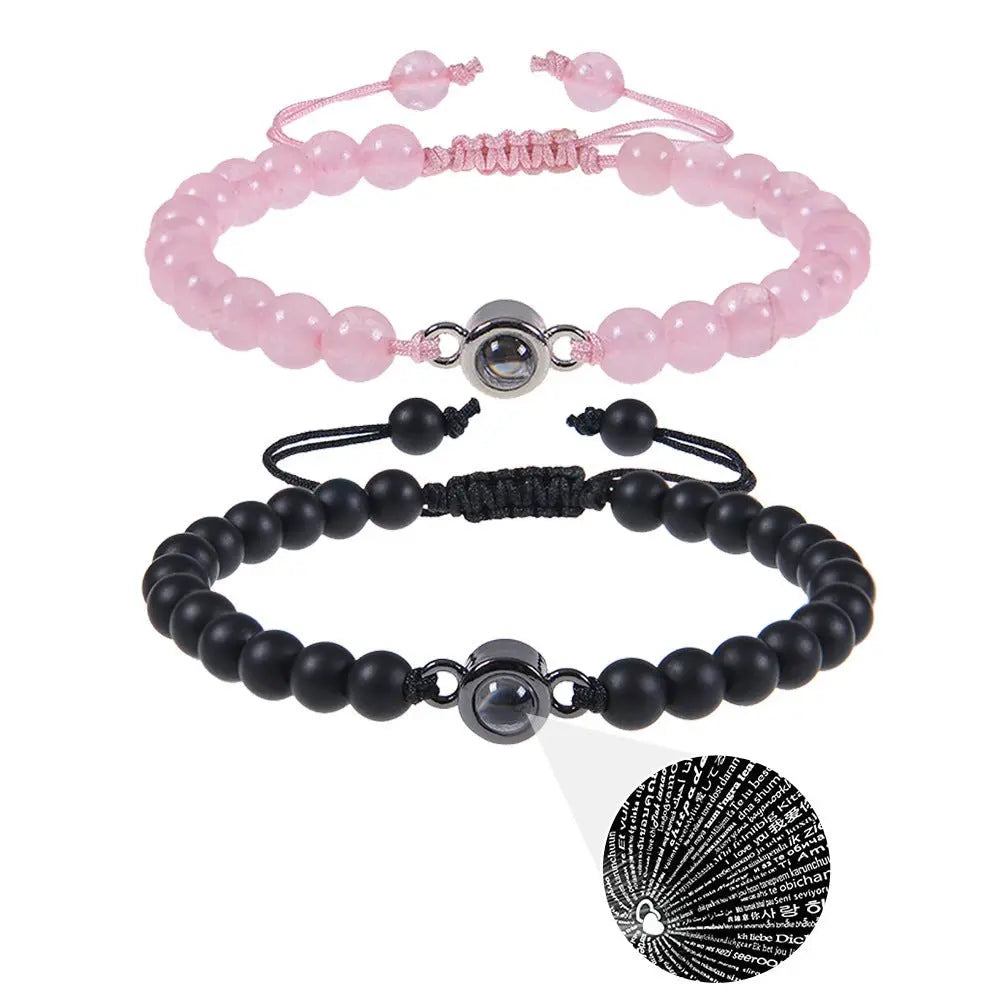 Pink crystal string stone projection bracelet - Blade & Thread