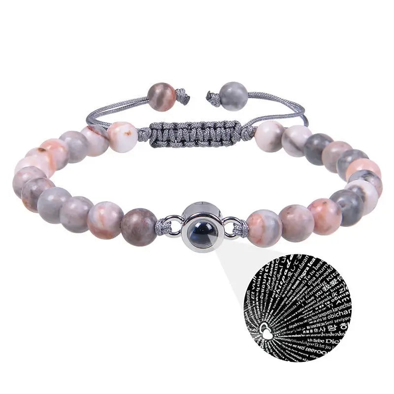 Pink crystal string stone projection bracelet - Blade & Thread