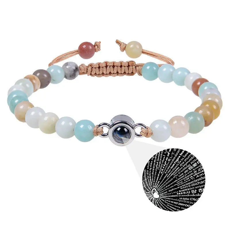 Pink crystal string stone projection bracelet - Blade & Thread