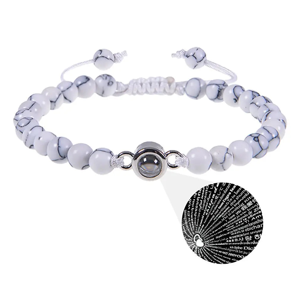 Pink crystal string stone projection bracelet - Blade & Thread