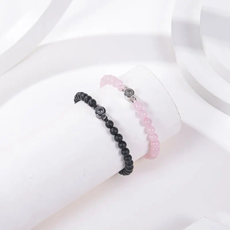 Pink crystal string stone projection bracelet - Blade & Thread