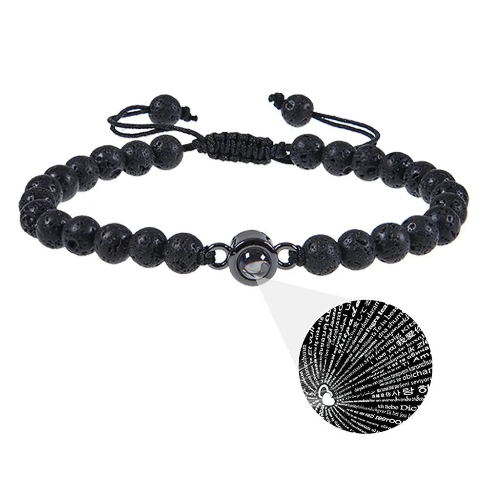 Pink crystal string stone projection bracelet - Blade & Thread