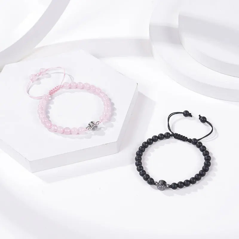 Pink crystal string stone projection bracelet - Blade & Thread