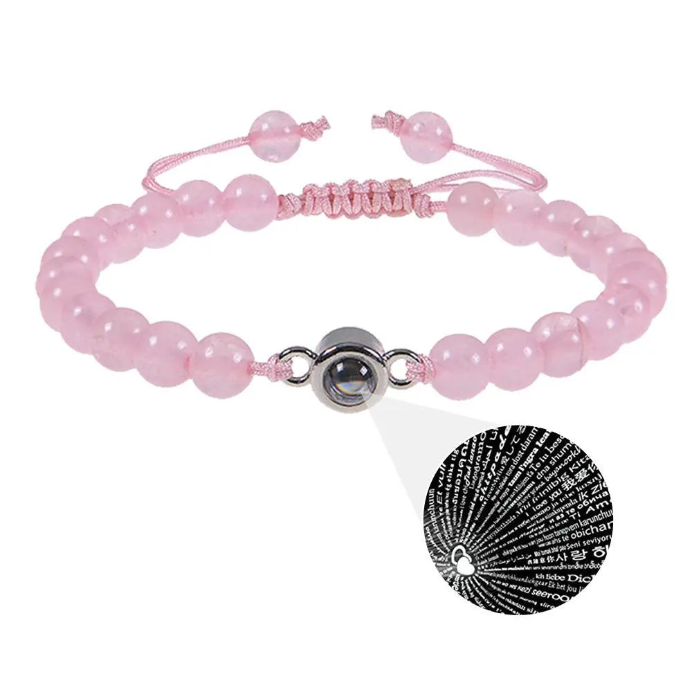 Pink crystal string stone projection bracelet - Blade & Thread