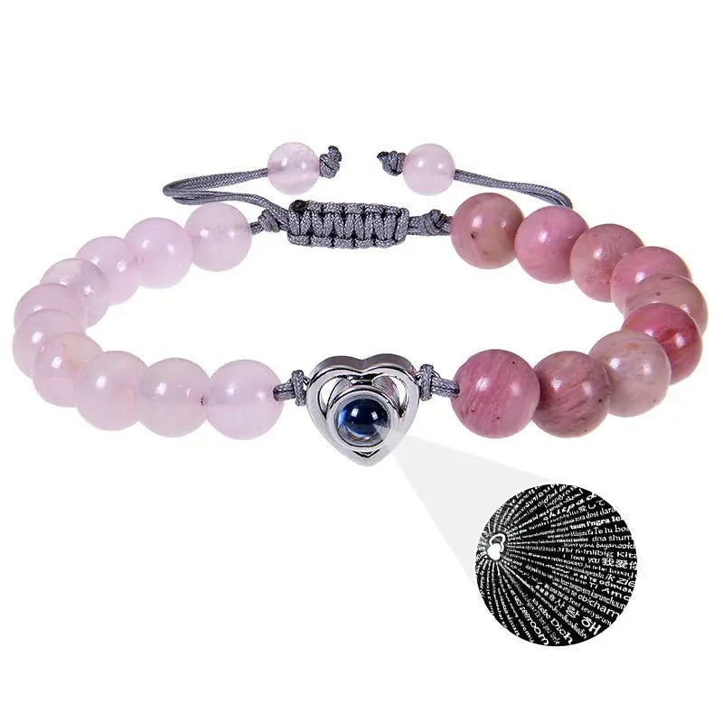 Pink crystal string stone projection bracelet - Blade & Thread