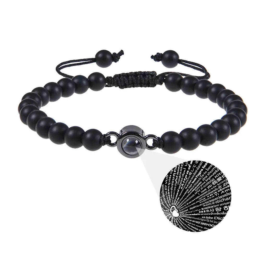 Pink crystal string stone projection bracelet - Blade & Thread
