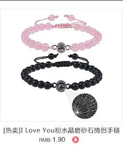 Pink zebra stone beaded heart-shaped projection bracelet - Blade & Thread