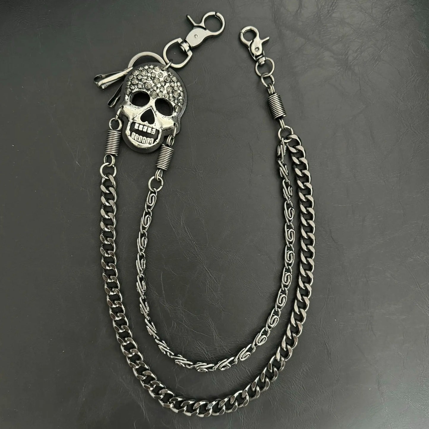 Pirate ghost head punk metal spike double-layer waist chain - Blade & Thread