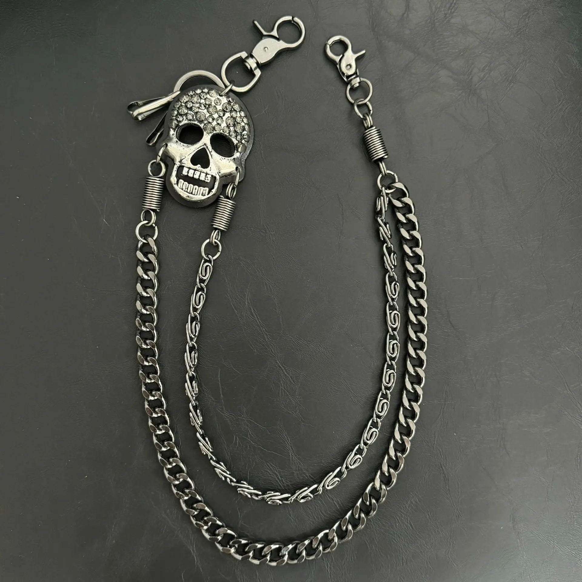 Pirate ghost head punk metal spike double-layer waist chain - Blade & Thread
