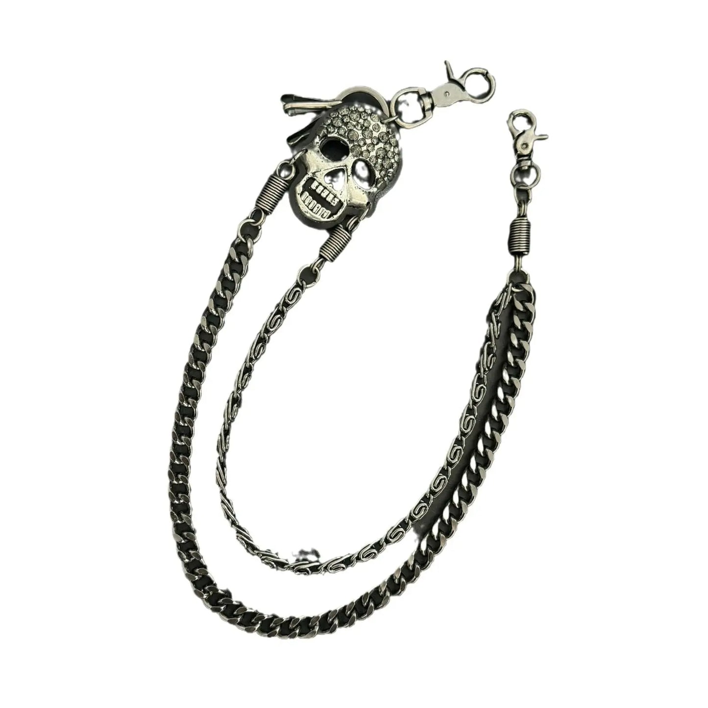 Pirate ghost head punk metal spike double-layer waist chain - Blade & Thread