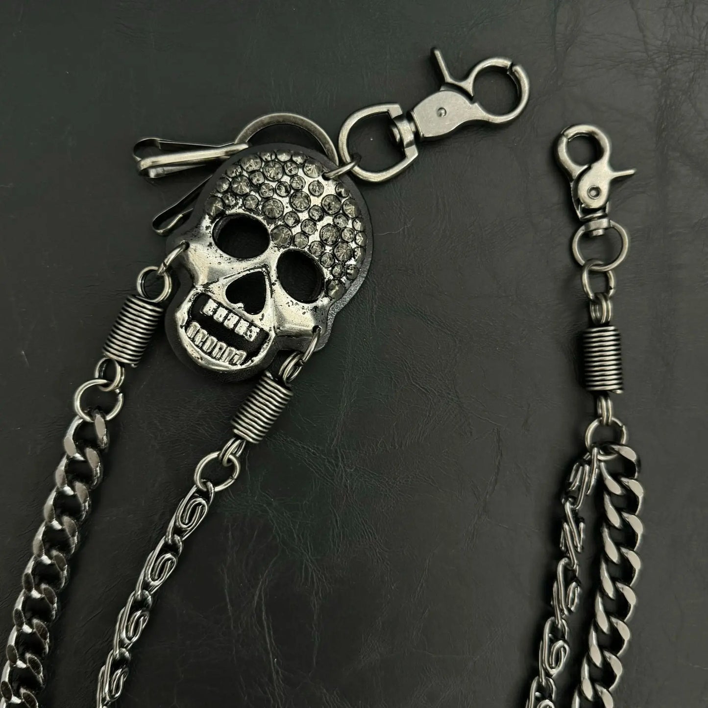 Pirate ghost head punk metal spike double-layer waist chain - Blade & Thread