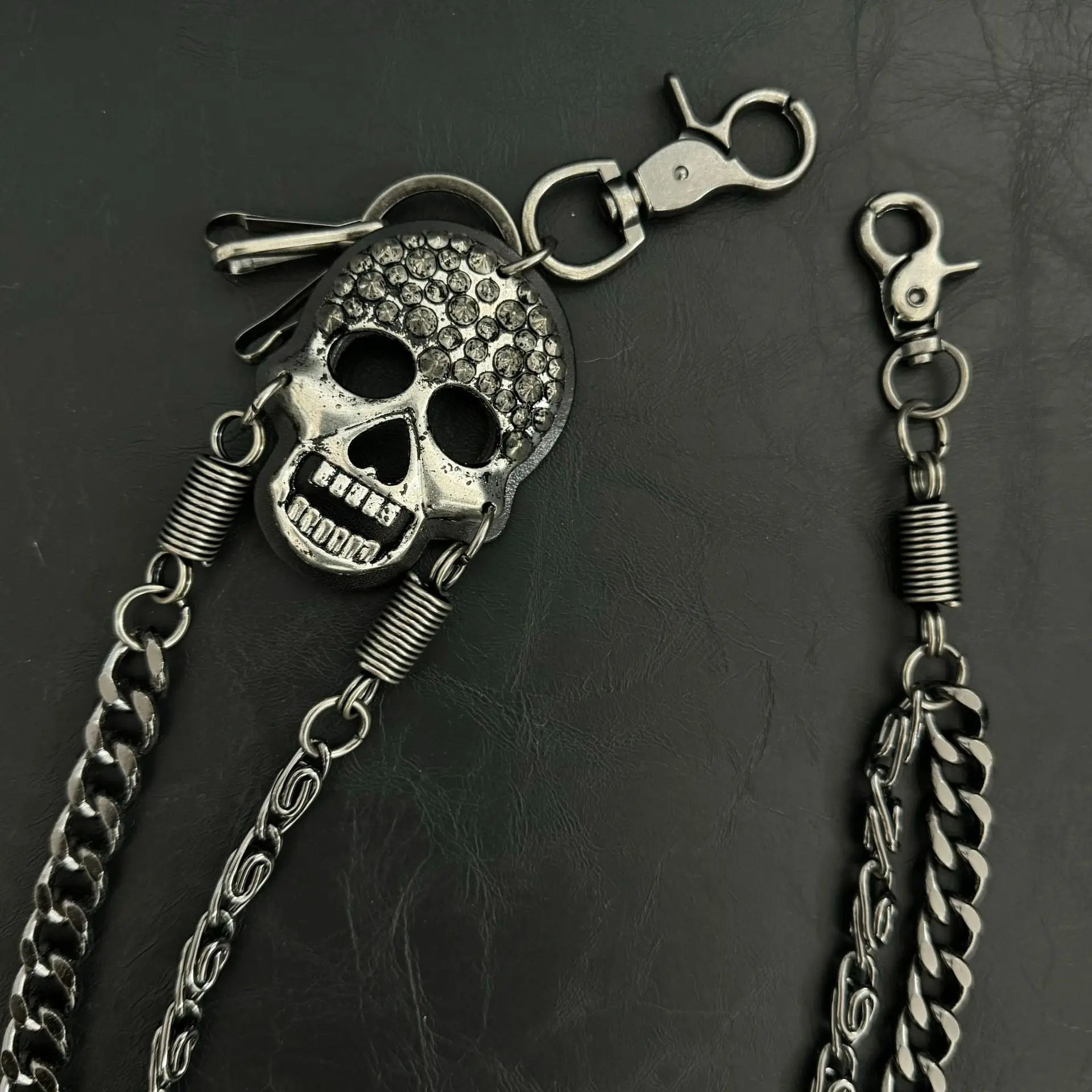 Pirate ghost head punk metal spike double-layer waist chain - Blade & Thread