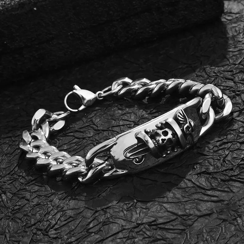Pirates of the Caribbean skull dagger stainless steel bracelet - Blade & Thread