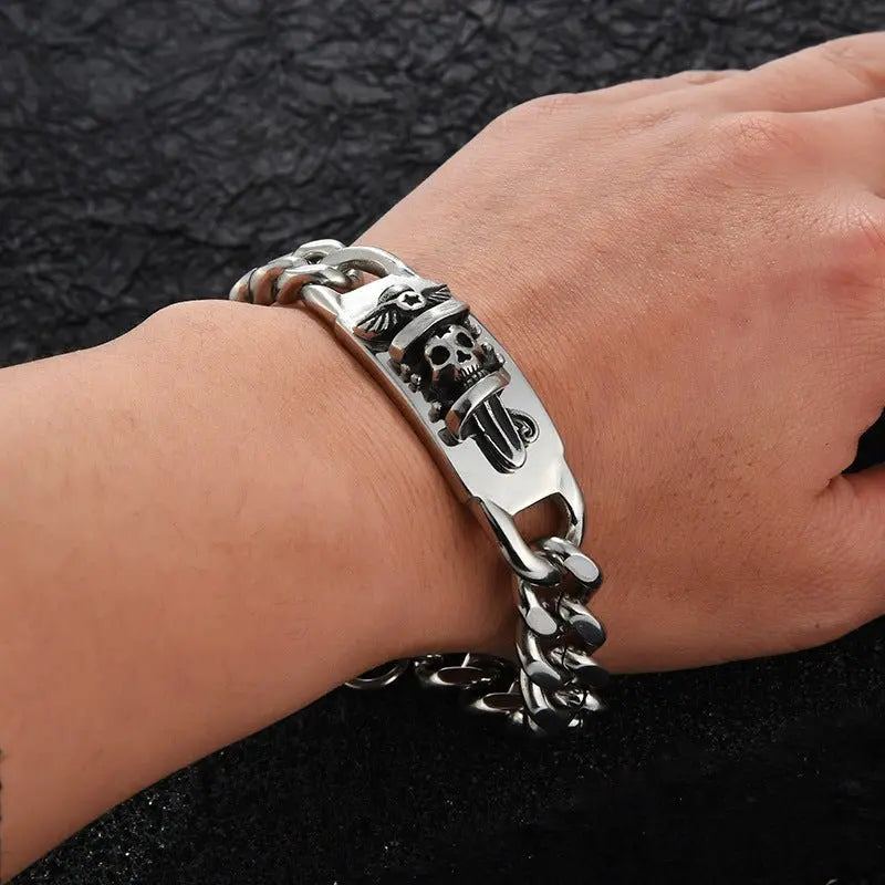 Pirates of the Caribbean skull dagger stainless steel bracelet - Blade & Thread