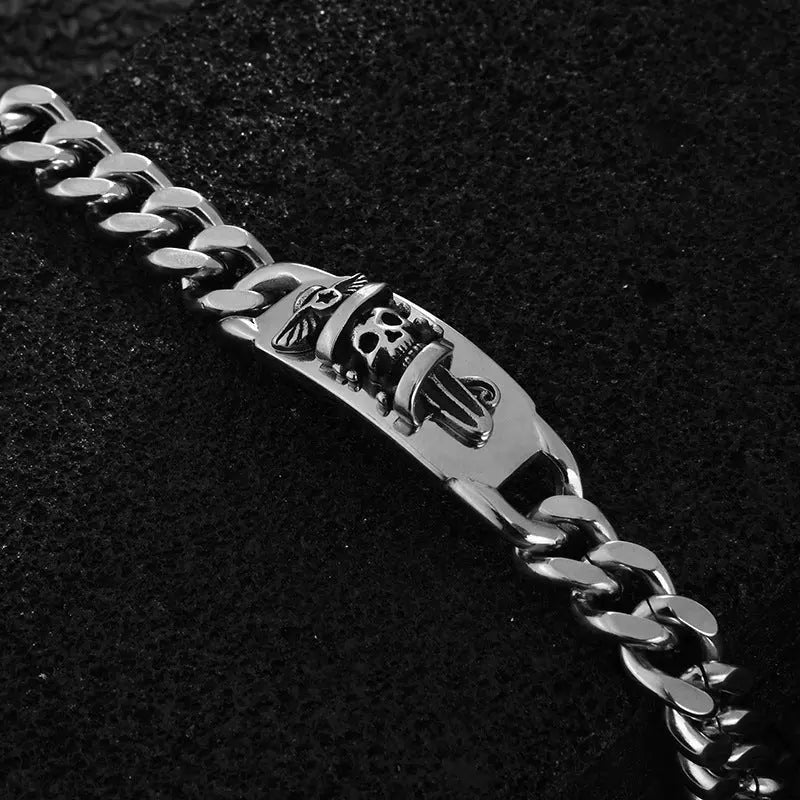 Pirates of the Caribbean skull dagger stainless steel bracelet - Blade & Thread