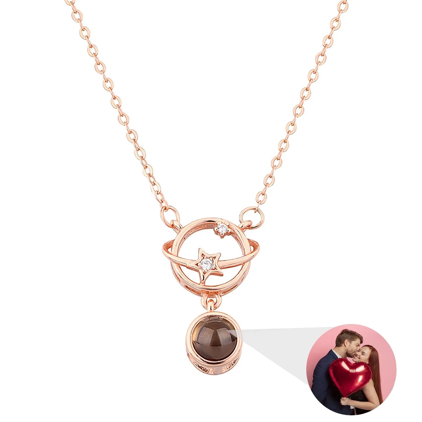 Planet with customizable photos Projection Necklace Pendant Jewelry - Blade & Thread
