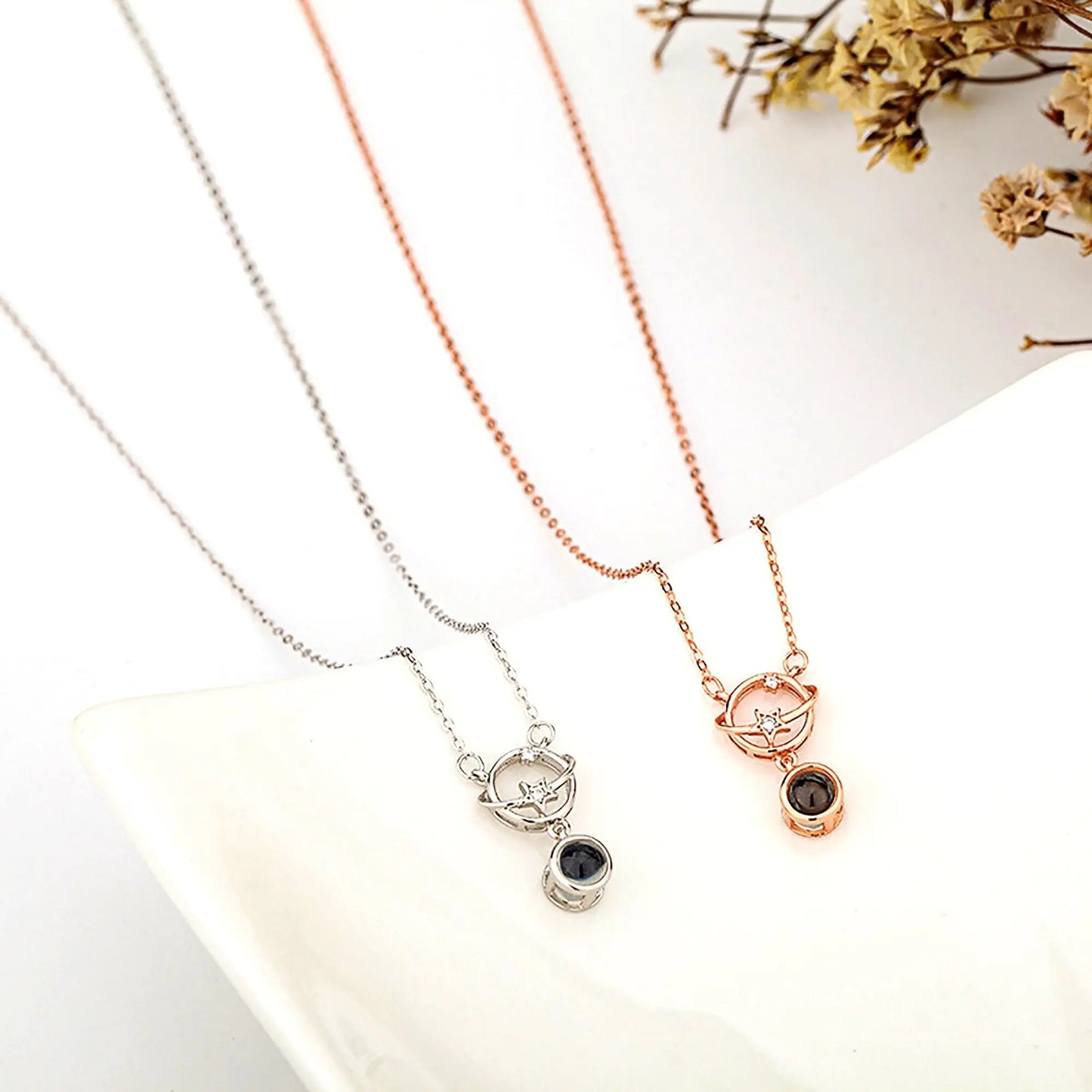 Planet with customizable photos Projection Necklace Pendant Jewelry - Blade & Thread