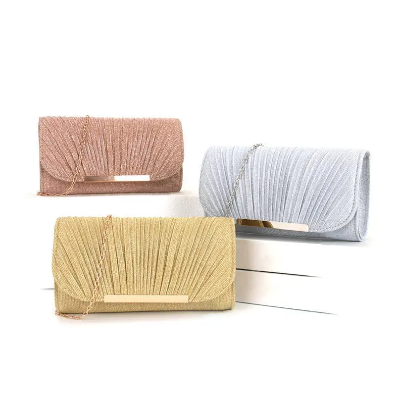 Pleated high sewing round bottom hand-held evening bag - Blade & Thread