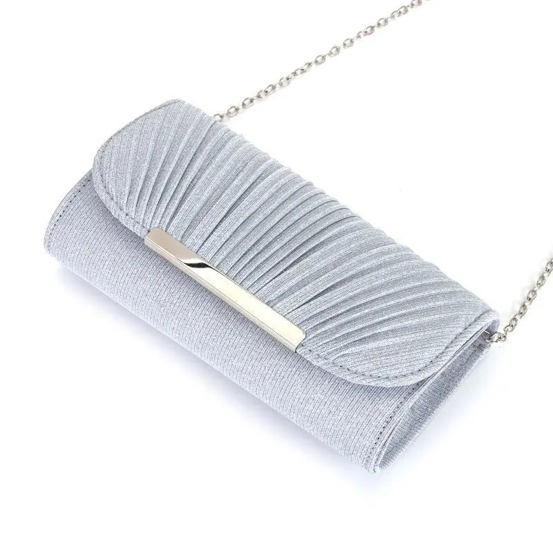 Pleated high sewing round bottom hand-held evening bag - Blade & Thread