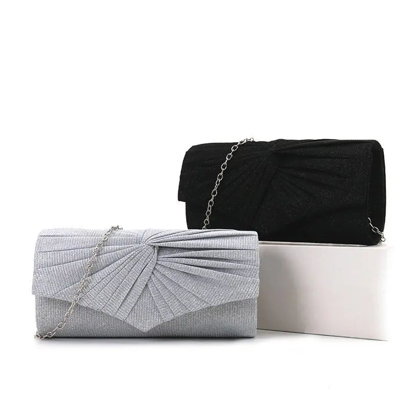 Pleated lace women's bag, solid color Clutch handbag - Blade & Thread