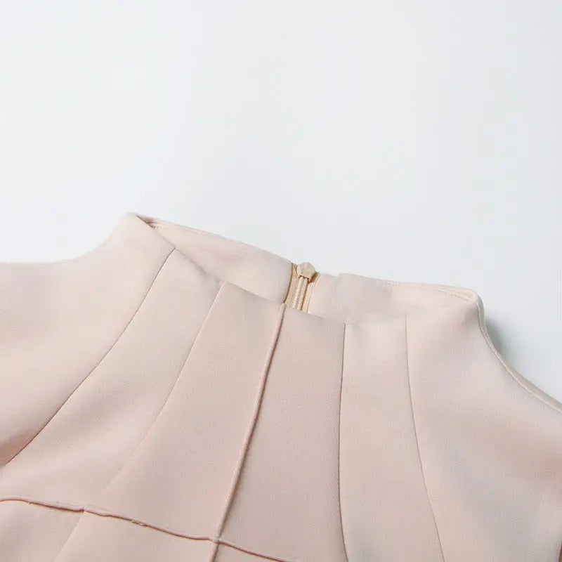 Pleated round neck sleeveless A dress with waist slimming long skirt - Blade & Thread