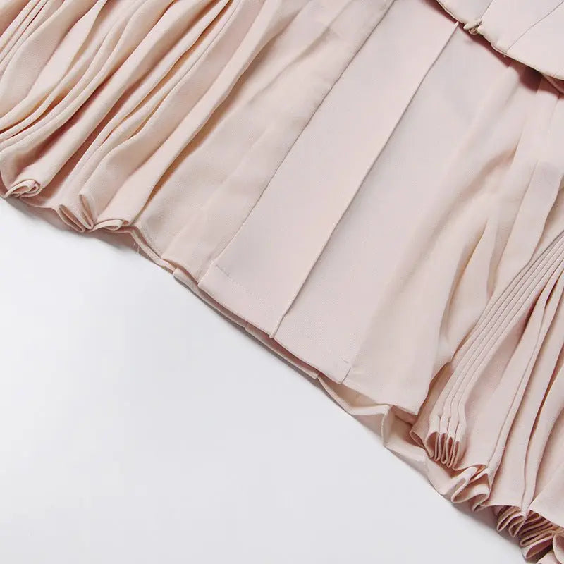 Pleated round neck sleeveless A dress with waist slimming long skirt - Blade & Thread