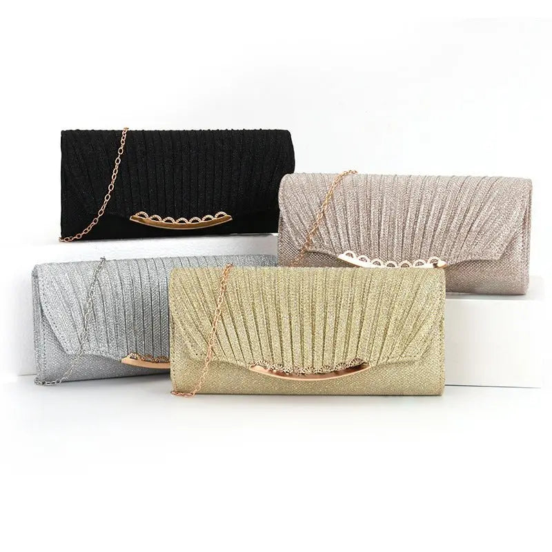 Pleated stitching chain crossbody Clutch Handbag - Blade & Thread