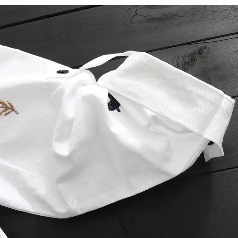 Plus size Cotton Embroidery women loose long white shirts casual ladies blouse - Blade & Thread