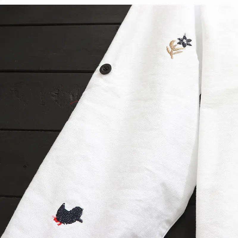 Plus size Cotton Embroidery women loose long white shirts casual ladies blouse - Blade & Thread