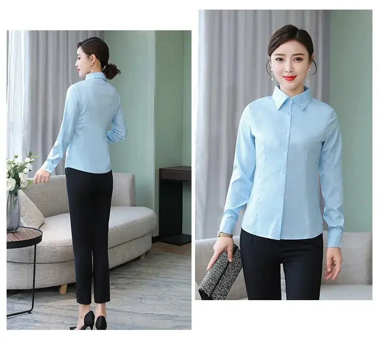 Polyester Cotton Shirts for Women Long Sleeve Blouse - Blade & Thread